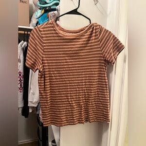 Universal Thread Rust and Cream Striped Tee